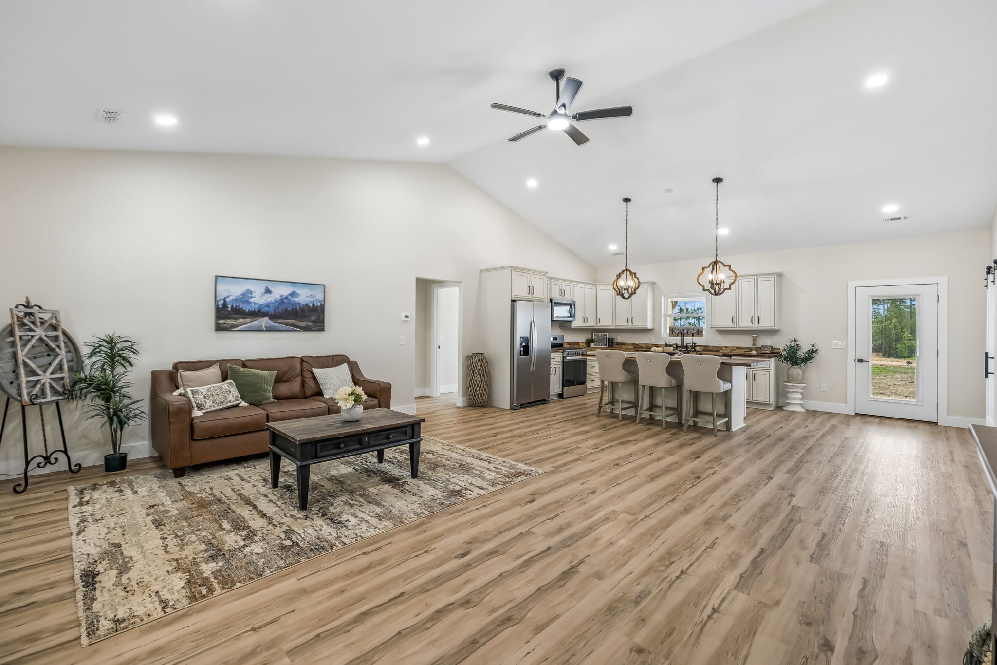 Living room at 1855 Linden Hwy, a barndominium in Hohenwald, Tennessee