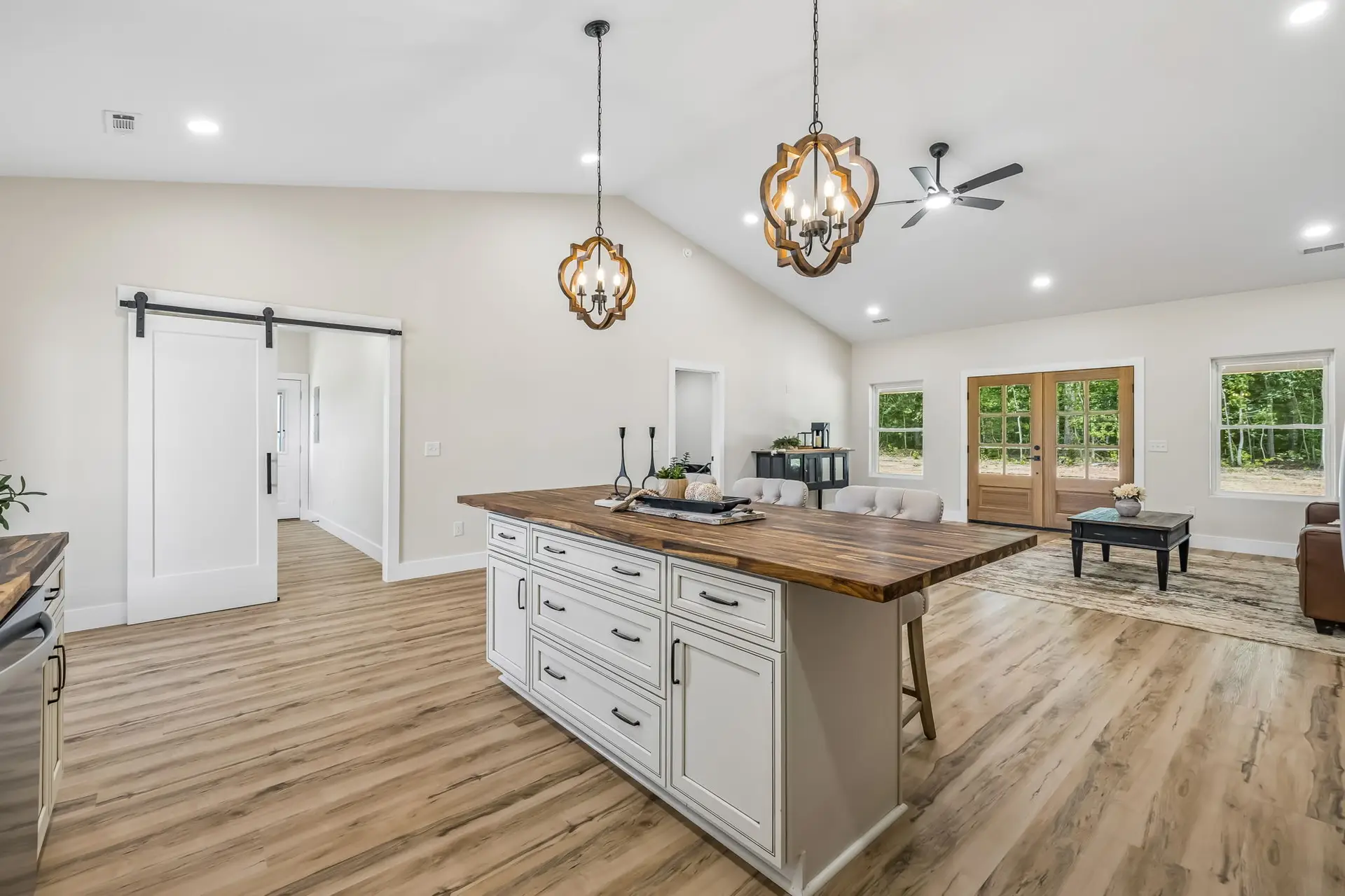 Primary dining at 1855 Linden Hwy, a barndominium in Hohenwald, Tennessee