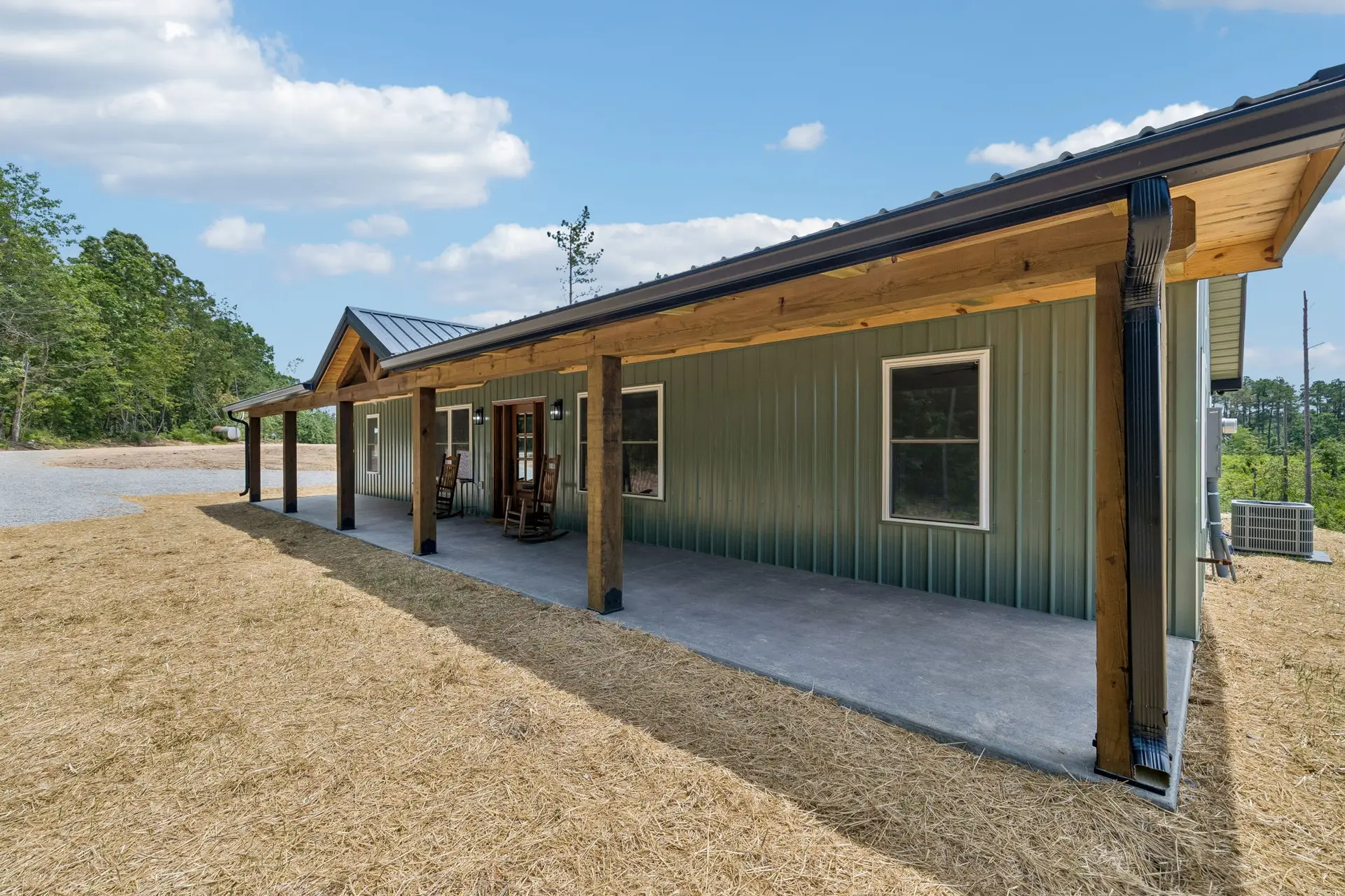 Exterior front proch at 1919 Linden Hwy, a barndominium in Hohenwald, Tennessee
