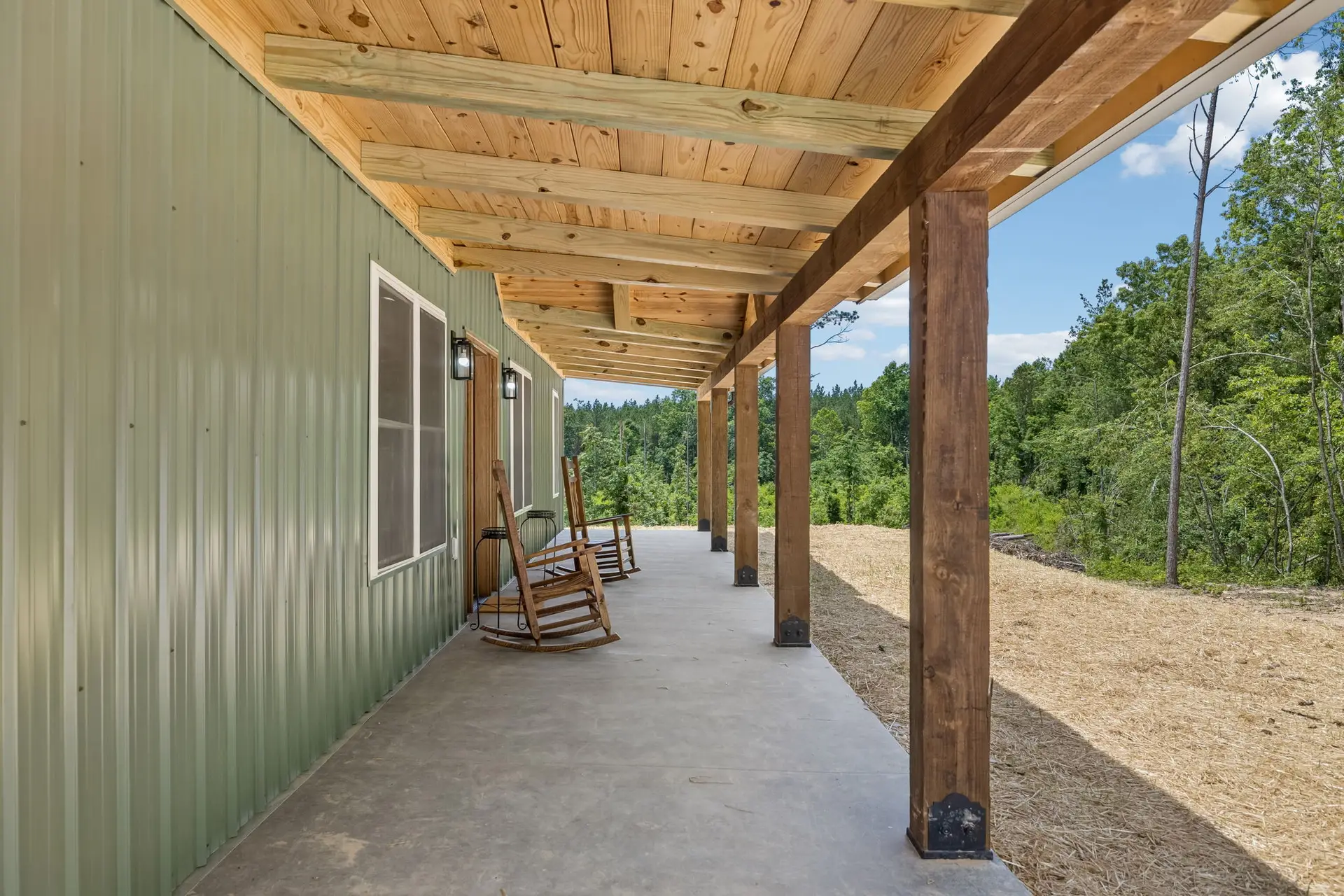 Front porch at 1919 Linden Hwy, a barndominium in Hohenwald, Tennessee