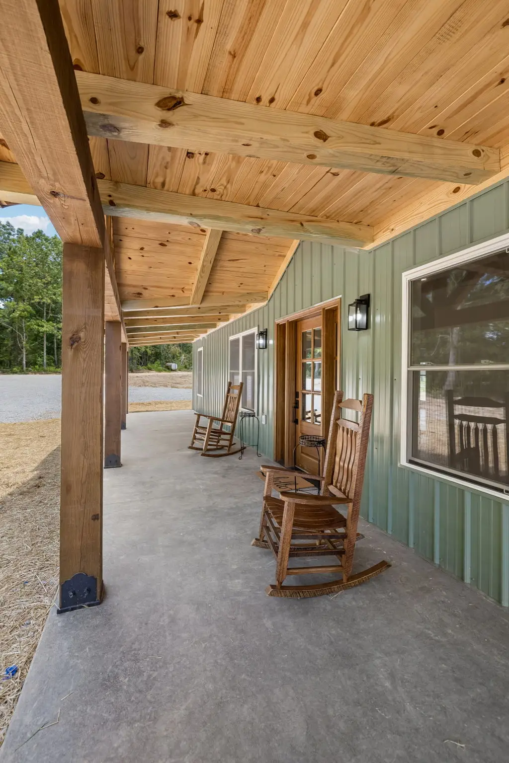Front porch vertical at 1919 Linden Hwy, a barndominium in Hohenwald, Tennessee