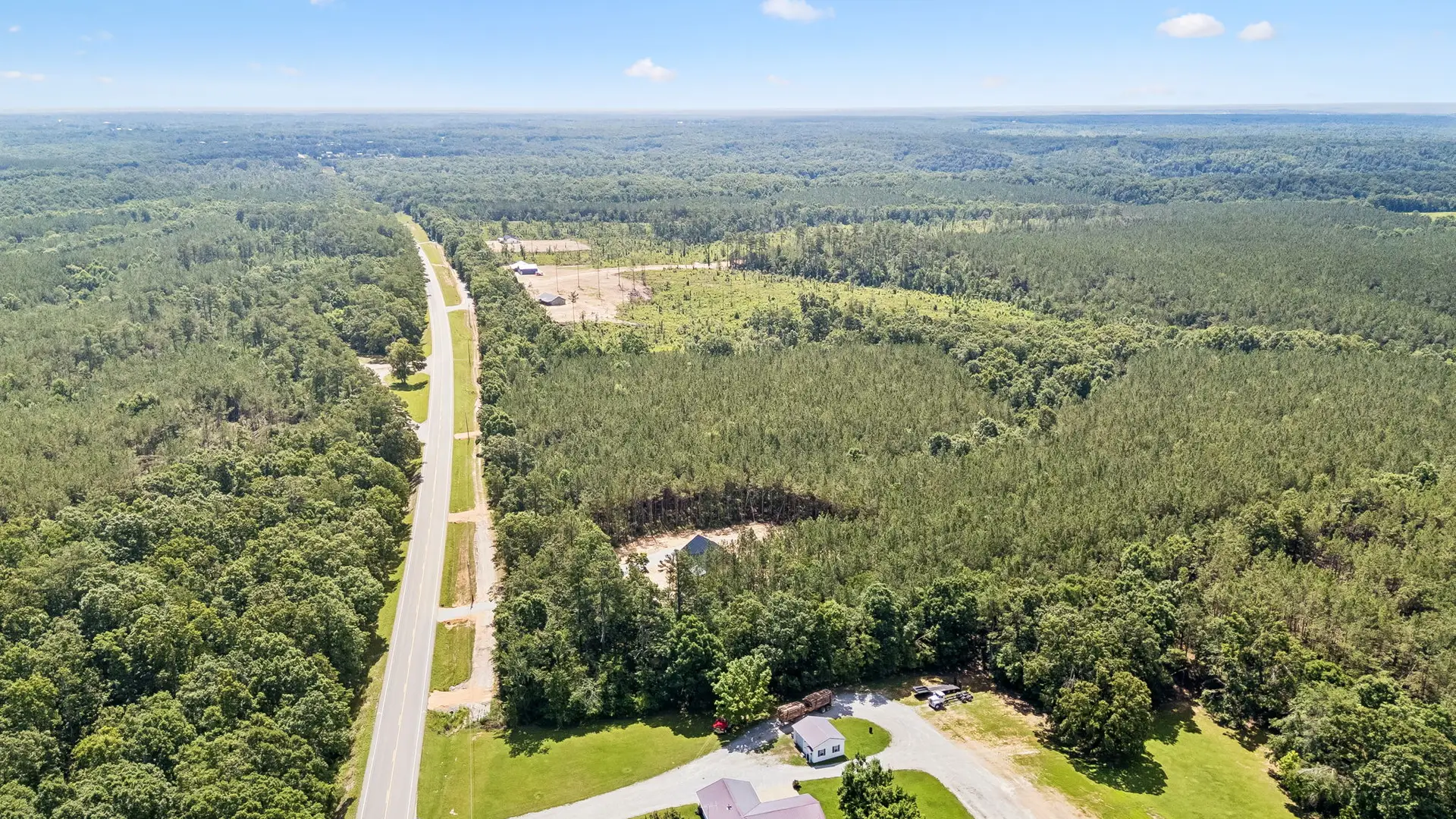 Aerial at 1975 Linden Hwy, a barndominium in Hohenwald, Tennessee