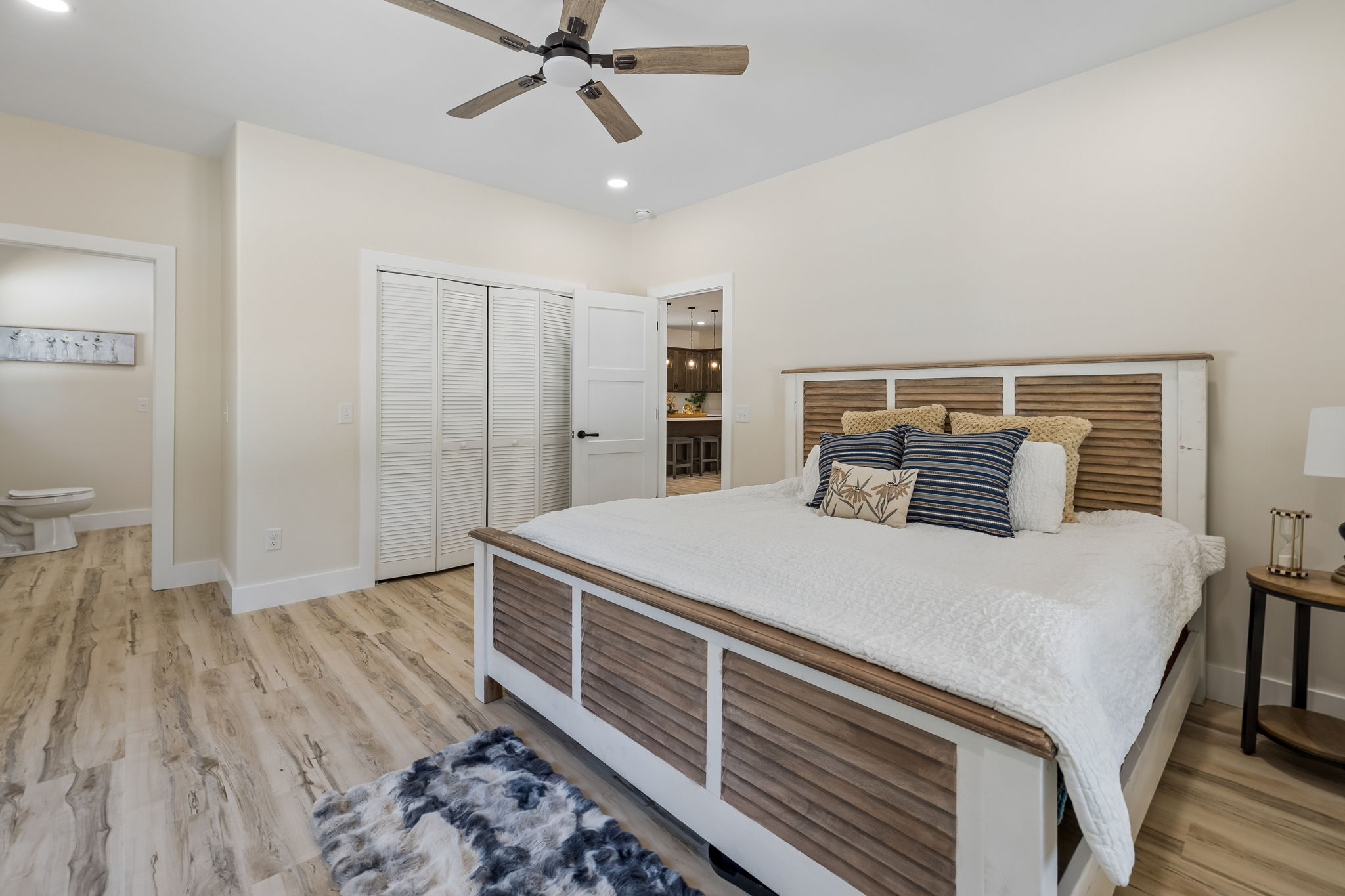 Primary master bedroom at 1975 Linden Hwy, a barndominium in Hohenwald, Tennessee